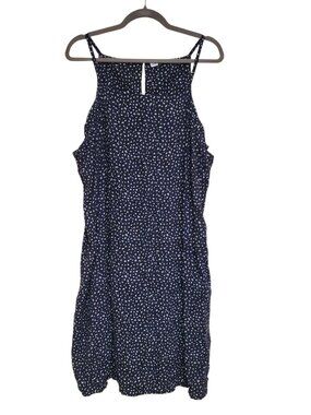 Old Navy Womans Black White Micro Animal Print Linen Blend Summer Dress Plus XXL